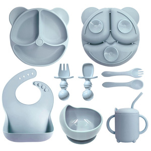 Assiette à ventouse incassable en silicone <span class=keywords><strong>tasse</strong></span> à paille ensembles d'assiettes divisées - Product Image 4