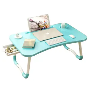 De gros ordinateur tasses table-Table de bureau en bois, porte-gobelet, lit pliant, avec tiroir, pour ordinateur personnel et scolaire, 2020