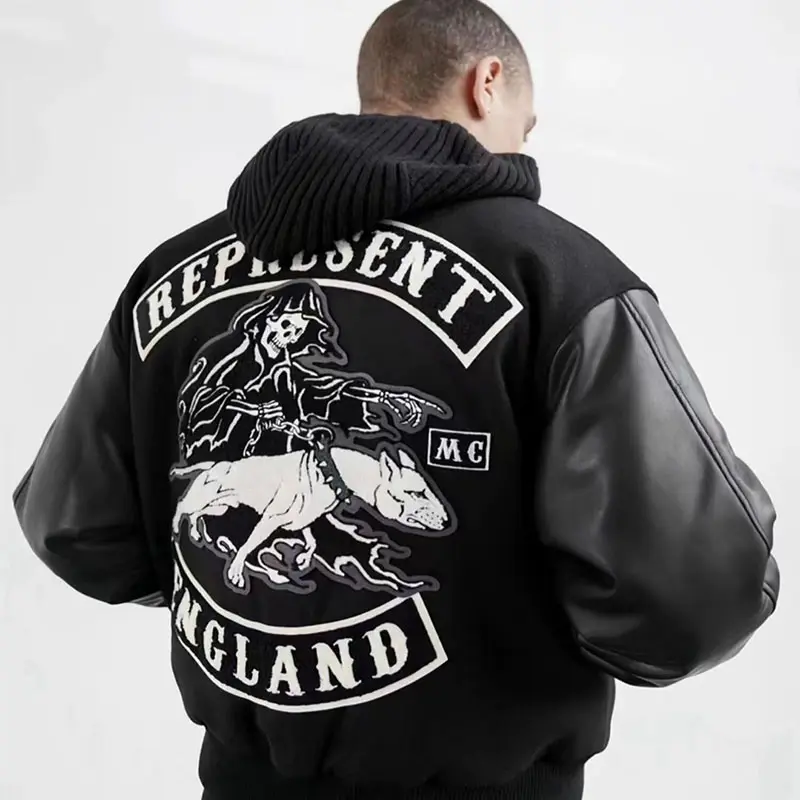 Custom Embroidery Fashion Crop Top Baseball Coat Loose Casual Letterman Jacket Of Men Patch Polyester Cropped Varsity Jacket