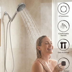 Waterfall Spa Hand <strong>Shower</strong> <strong>Head</strong> 3+1 Modes <strong>Rainfall</strong> Handheld <strong>Shower</strong> Jetting Spray Showerhead <strong>with</strong> <strong>Shower</strong> <strong>Hose</strong> - Product Image 5