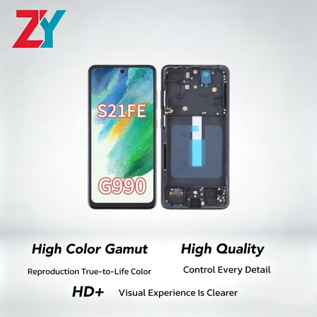 For S21FE/G990 OLED Touch Display Assembly Frame 1 Year Warranty Anti-static Packaging for Repair Replacement (Wholesale)