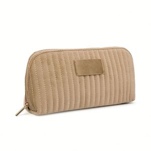 Nueva Bolsa de Maquillaje Acolchada de Terciopelo, Bolsa de Cosméticos de Viaje de Gran Capacidad, Bolsa de Aseo Portátil con Cierre - Product Image 1