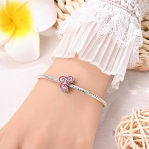 Vente en gros Lettre Pendentif Bijoux Perles pour la Fabrication de Bijoux Bracelet Charmes Cuivre Plaqué Argent Sterling 925 26 Alphabet Métal - Product Image 4