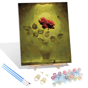 Una pintura al óleo de rosa roja, pintura al óleo de flores realistas sobre lienzo, pintura al óleo de flores, imágenes <span class=keywords><strong>para</strong></span> colorear <span class=keywords><strong>por</strong></span> números - Product Image 1