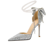 Sandales Fairy Wind 2025 Nouveauté Chaussures de Mariage en Cristal Sandales à Bout Fermé Talons Hauts Femme Grandes Tailles Chaussures à Talon Aiguille pour Pieds Larges