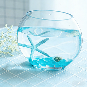 Acuario Transparente Blanco de <span class=keywords><strong>Boca</strong></span> Ancha - Mini Pecera de Vidrio Súper Pequeña - Pecera de Vidrio Creativa <span class=keywords><strong>El</strong></span>íptica para Mesa - Product Image 3