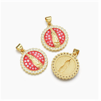 YH2050 Nouveauté Pendentif Vierge Marie en Coquillage Naturel et Zircon Micro-Pavé, Plaqué Or 18 carats, Breloques et Accessoires de Bijoux Religieux