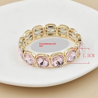 SongYi Mehrfarbiges Quadratisches Strass-Stretch-Armband Funkelndes Kristall-Elastik-Armreif Stapelbarer Damen-Partyschmuck