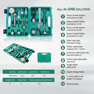 Lot de 12 outils multifonctions : tournevis, marteau, clé à molette, testeur de tension pour <span class=keywords><strong>électricien</strong></span> - Product Image 2