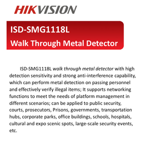 Hikvision ISD-SMG1118L Detector de Metales de Cuerpo Completo de Paso Rápido con Detección de Metales en Metro y Trenes, Rendimiento Estable y Bajo Ruido - Product Image 4