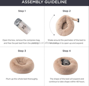 23-Zoll-beruhigendes Donut-Haustier bett für kleine Hunde und große Katzen 25 Pfund wasch bare rutsch feste flauschige Plüsch-Kunstpelz-Kamel farbe Haustier betten - Product Image 6