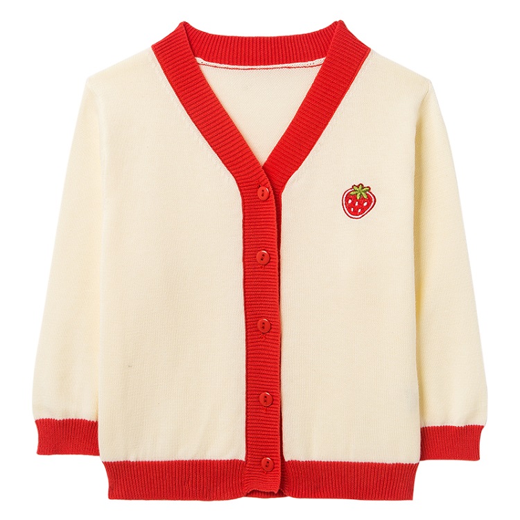 Новое поступление на осень, Лидер продаж, детский хлопковый кардиган с вышивкой клубники