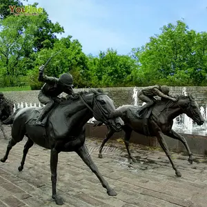 Высокое качество сад открытый декор античный металлический солдат скульптура Большая лошадь и всадник бронзовая статуя