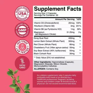 Women Hormone Regulation Flash Relief Angelica Root Melissa Officinalis Extract <b>Menopause</b> Capsule Dietary Supplements - Product Image 4