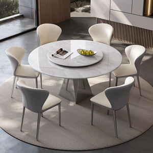 Ensemble <span class=keywords><strong>de</strong></span> <span class=keywords><strong>table</strong></span> à manger extensible ronde avec 4 chaises, <span class=keywords><strong>table</strong></span> à manger rotative <span class=keywords><strong>en</strong></span> marbre, <span class=keywords><strong>6</strong></span> pièces, <span class=keywords><strong>table</strong></span> à manger <span class=keywords><strong>en</strong></span> pierre frittée chinoise, plateau tournant - Product Image 4