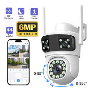 Kamera pengawas ptz 6MP tiga lensa tiga layar 4G rumah 3K UHD luar ruangan nirkabel wifi cctv Monitor keamanan kamera jaringan - Product Image 2