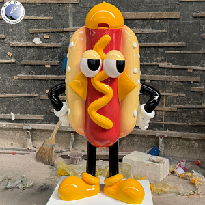 Artesanía de resina colorida de alta calidad OEM, bonita estatua de perrito caliente, arte de fibra de vidrio para tiendas y Espacio Público, cabujón de resina y estilo modelo - Product Image 3