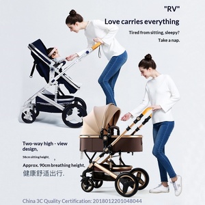 Poussette bébé en métal avec siège panier, position assise et allongée, bidirectionnelle, haute position, pliable, pour nouveau-né, quatre roues, capacité de charge 15 kg - Product Image 3