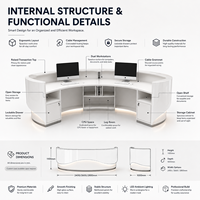 Comptoir de réception incurvé moderne pour hall d'entreprise, comptoir d'entrée de bâtiment de luxe, bureau sur mesure blanc brillant avec logo