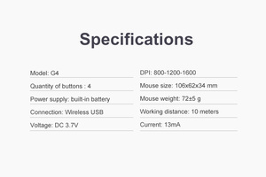 IMICE Chuột máy tính không dây G4 Chuột quang nhỏ chơi game không dây 2.4GHz - Product Image 5