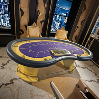 QINLONG luxe Texas Poker Table en acier inoxydable LED électronique Baccarat Mahjong personnalisable Casino fournitures de jeu