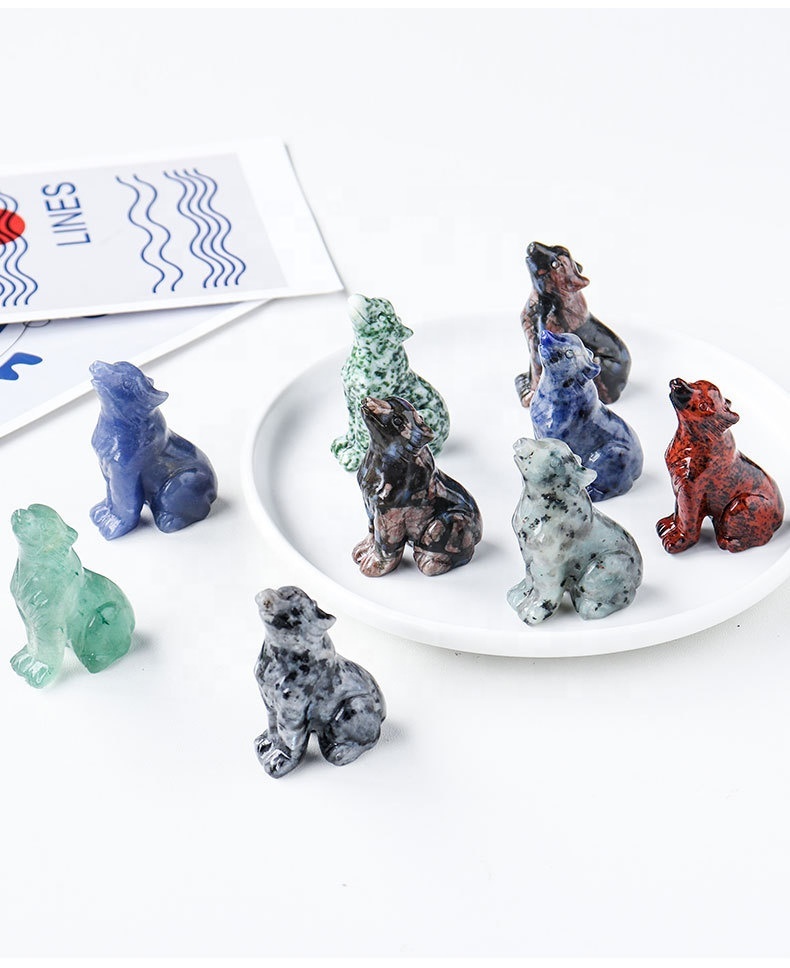 新製品 天然水晶 オオカミの置物 彫刻 原石鉱石標本 ホーム