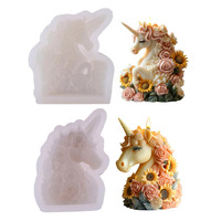 Moule en silicone YLX SM pour bougie aromatique en forme de cheval fleuri, design irrégulier, idéal pour la création de bougies DIY aux formes florales rêveuses