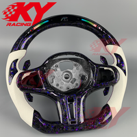 Accessoires intérieurs personnalisés, palettes de changement de vitesse magnétiques avec LED RPM, fibre de carbone forgée, volant en cuir véritable pour BMW G