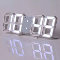Décoration moderne pour la maison, 3 niveaux de luminosité, veilleuse murale, de table, de bureau, horloge numérique LED 3D blanche avec affichage de la température, charge USB