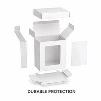 Boîte en papier pliable blanche avec fenêtre transparente en PET, boîte cadeau carrée en kraft vierge pour bougie, savon, cosmétique, petit cadeau, impression de logo personnalisée
