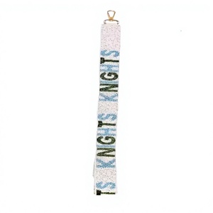 Correa de Tela con Cuentas Vintage CRYSTAL CRAFT con Texto de Caballeros Bordado, Accesorio Ecológico para Bolso con Gancho - Product Image 1