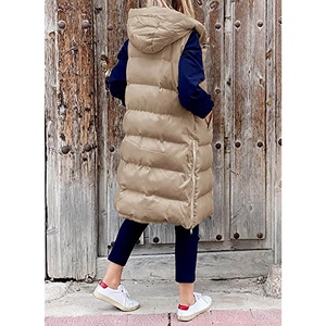 Manteau d'hiver Femmes Long Hooded Sleeveless Jacket Loose Fashion Warm Padded Vest - Product Image 6
