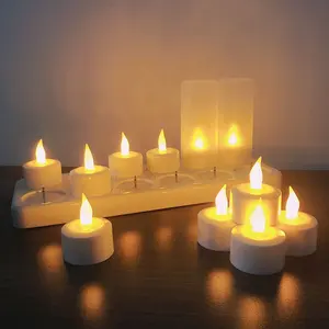 Grosir Lilin Led Isi Ulang 12 Set Lilin Tanpa Api Elektrik Berkedip Putih Hangat untuk Dekorasi
