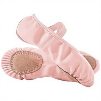 Chaussures de danse de ballet roses en PU brillant tendance pour filles et enfants, doublure en coton souple antidérapante, logo personnalisé professionnel, faible MOQ, OEM, ODM, DDP