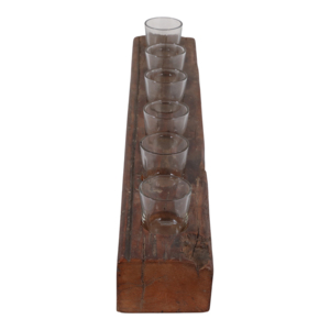 Portacandele in legno di recupero con 6 bicchieri in vetro per decorazioni per la casa, centrotavola, espositore da scaffale - Product Image 5