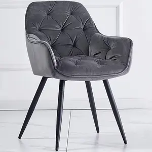 Nordic luxury restaurant home kitchen sillas Upholstery soft Fabric high back modern grey velvet dining chair for dinning room