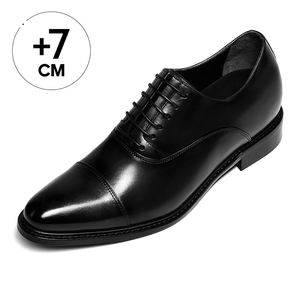 Zapatos Oxford de Vestir con Punta Redonda Pintados a Mano de Cuero Genuino para Hombre, que Aumentan la Estatura en Verano, 7 CM/2.76 Pulgadas Más Altos - Product Image 1