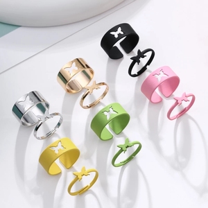 Juego de 6 Anillos de Mariposa de Colores para Mujeres, Hombres, Parejas, Amistad, Compromiso, Boda, Anillos Abiertos, Regalos de Joyería 2025 - Product Image 1