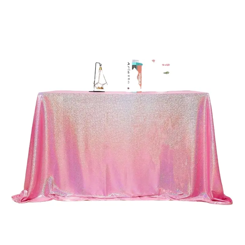 Düğün noel masa elbise masa örtüsü özelleştirme aurora payetli dikdörtgen masa elbise