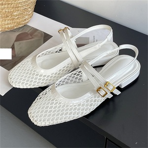 Sandales en maille faites à la main sur mesure 2025 pour femmes, style européen et américain, nouvelles chaussures plates ajourées pour femmes - Product Image 5