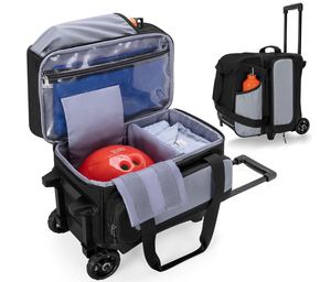 Single Ball Roller <b>Bowling</b> Bag with Wheels and Retractable Handle Single <b>Bowling</b> Ball Bag with Shoe Compartment - Product Image 1