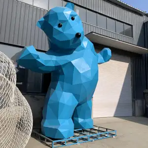 Grande Jardim Metal Estátuas Animais Polido Urso Estátua Aço Inoxidável Escultura