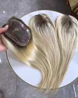 Extensiones de Cabello Humano Rubio Claro Remy, Mono Topper con Línea de Cabello Natural, Cabello Virgen Ruso con Cutícula Completa HD para Línea de Cabello Recedente