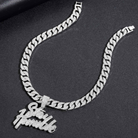 Chaîne cubaine en argent pour hommes, chaîne sertie de pendentifs lettres, collier en alliage, bijoux hip-hop, cadeau
