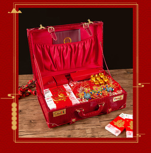 Baule Nuziale Rosso Antifurto per il Portagioie della Sposa, Scatola Regalo per Fidanzamento e Matrimonio - Product Image 3