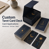 Jeu de cartes de tarot personnalisées Mystic Star Moon, cartes de tarot vintage avec feuille d'or, boîte de rangement rigide et guide d'instructions, logo OEM