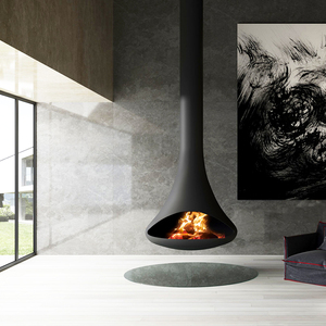 Cheminée suspendue décorative moderne Camiol, poêle à bois noir <span class=keywords><strong>suspendu</strong></span>, bioéthanol et charbon de bois, en vente - Product Image 5