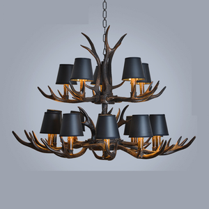 D30.7in 6 luces resina <span class=keywords><strong>ciervo</strong></span> astas Retro americano candelabro Villa Industrial granja decoración clásica cuerno lámpara colgante - Product Image 2