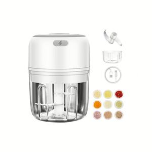 Mini Rechargeable Electric Garlic <b>Chopper</b> Meat <b>Vegetables</b> Masher Onion Slicer Grinder Eco-Friendly ABS Plastic Blender 250ml - Product Image 1