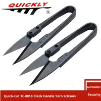 Cortador de Hilo TC-805B, Tijeras Pequeñas para Cortar Hilos, Herramienta de Sastre con Mango de Plástico en Forma de U, Color Negro, Hecho en China